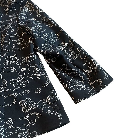 Modcloth Sweet Sophistication Blazer Black White Outline Floral Print Size Med - Picture 5 of 11